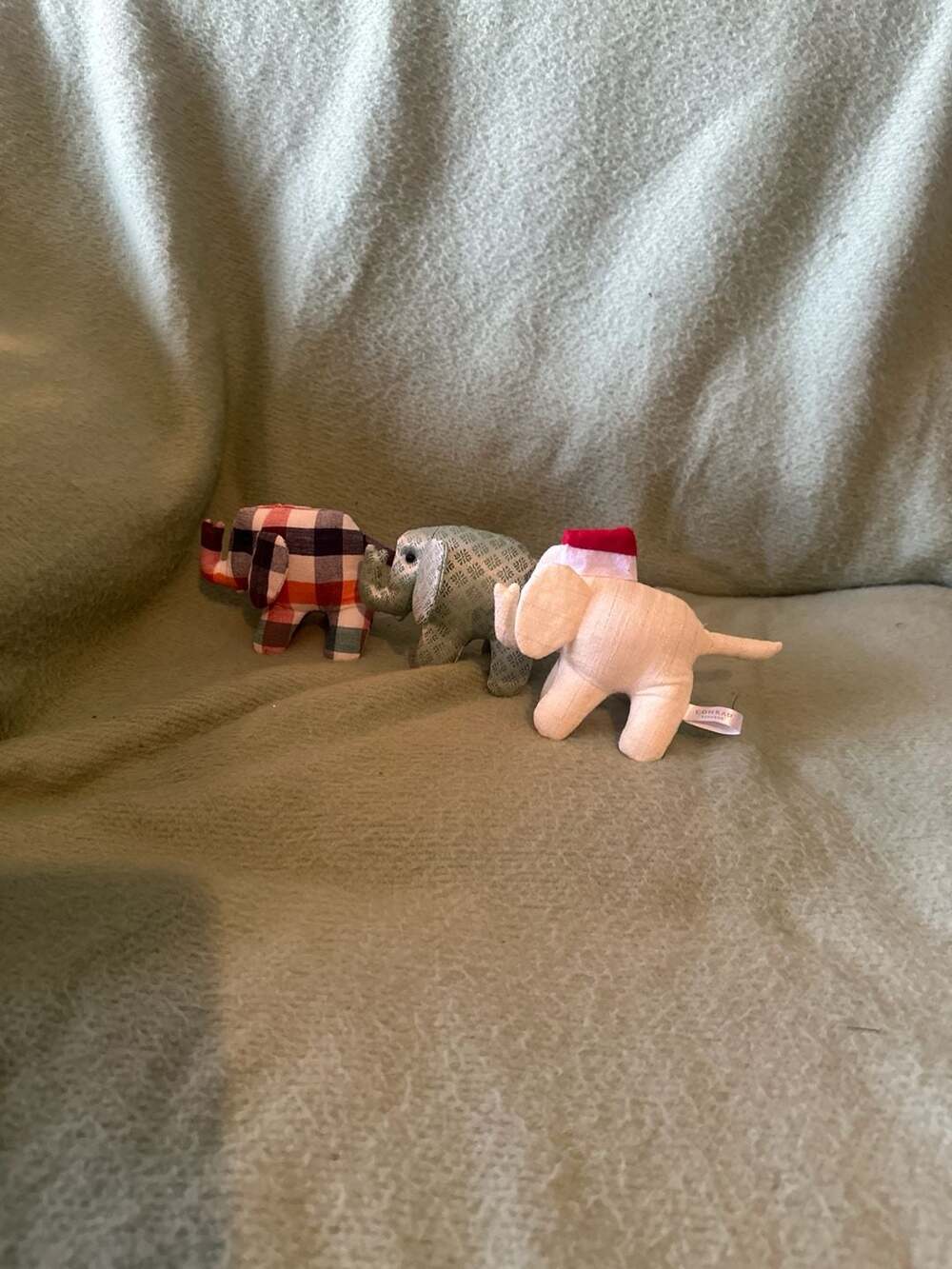Conrad Bangkok Plush Elephant Toy Set of 3 - Plaid, Patterned, Holiday